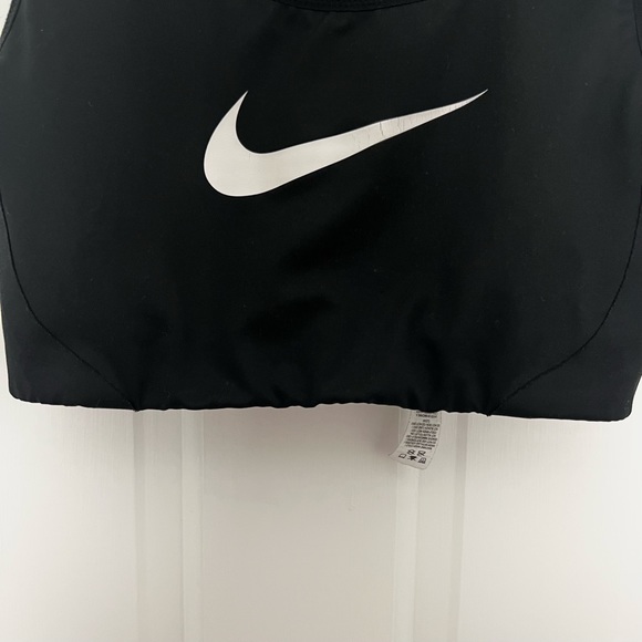 NIKE sports bra swoosh black white support pro dri fit non pad 1 piece top crop - Picture 6 of 9